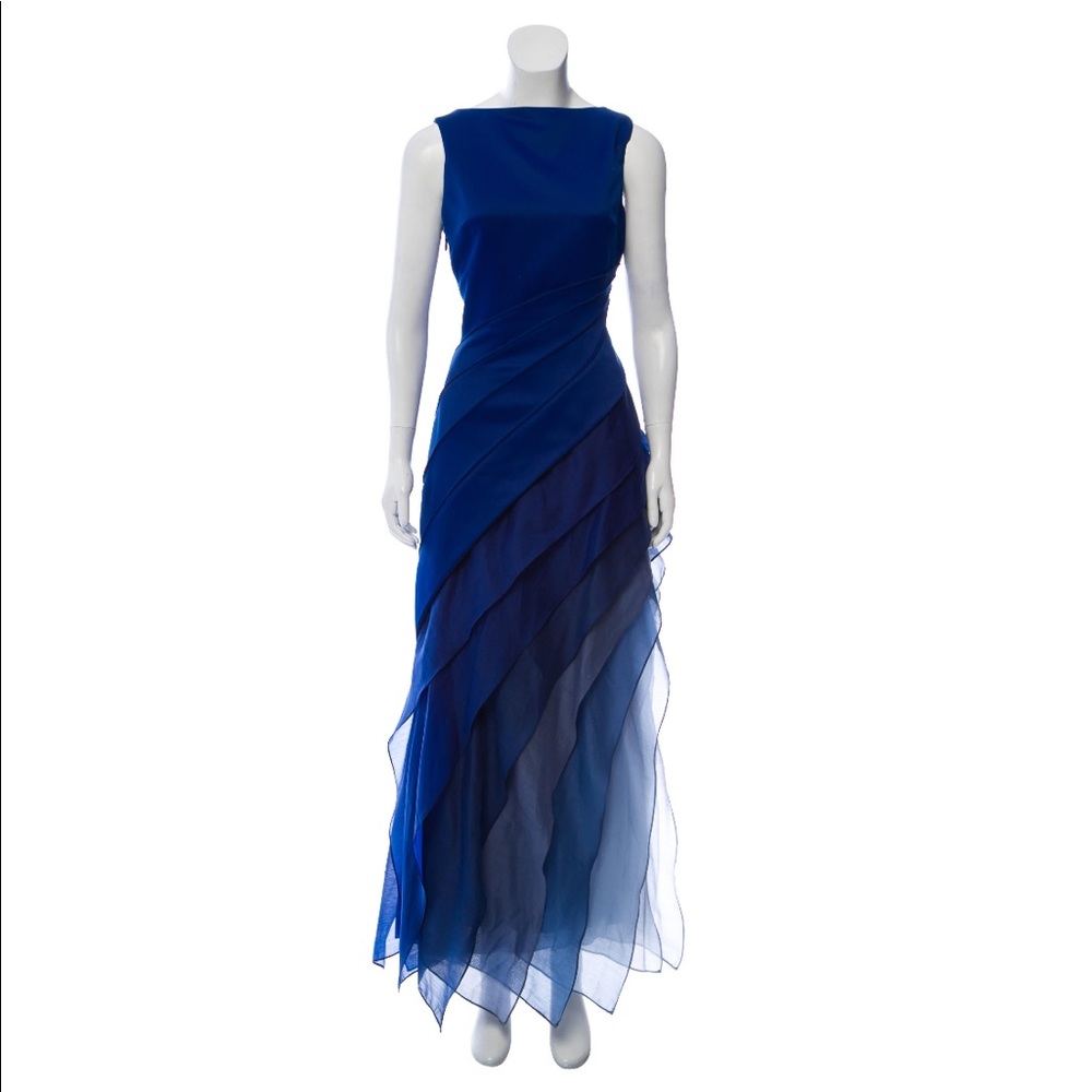 Halston heritage blue layer dress size 6